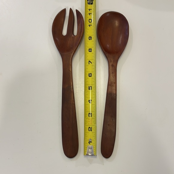 Vintage wooden salad serving utensils. 1960s - Picture 4 of 4